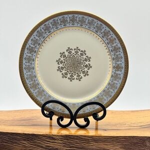 Rosenthal Selb Germany Salad Plate Gold Encrusted Filigree Blue Border 7.75 inch